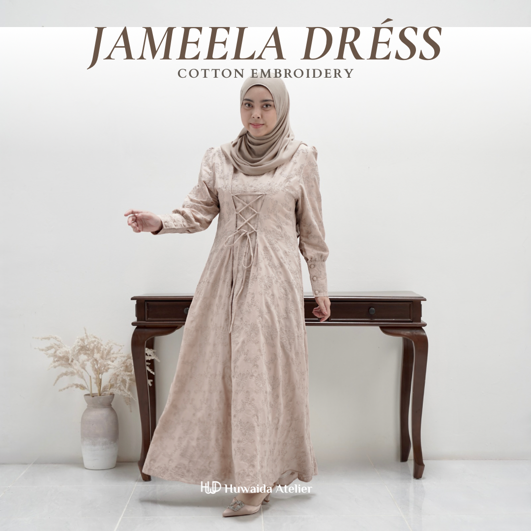 Jameela Dress Cotton Embroidery | Only Dress | Huwaida Atelier